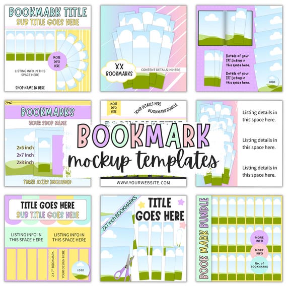 Printable Bookmark Mockup Template, Digital Product Mockup, Etsy Listing Image, Canva Mockup Templates, Sell Printables on Etsy
