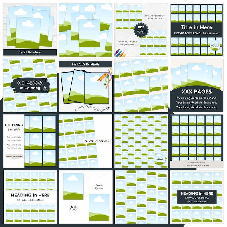 80 page mockup bundle designed for printable coloring pages.