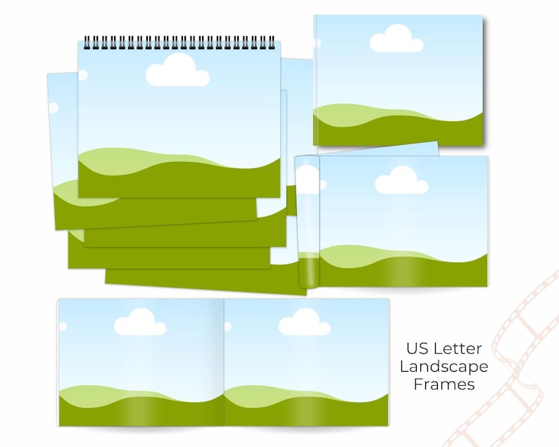 US Letter Landscape custom made Canva frames.  Drag and drop your digital products into the pre sized Canva frames.  Suitable for digital products 11 inches wide and 8.5 inches high.