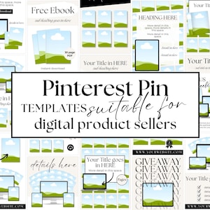 Aesthetic Pinterest Pin Canva Mockup, Digital Shop Marketing, Digital Product Social Media Bundle, Drag and Drop Design, Etsy Promotion