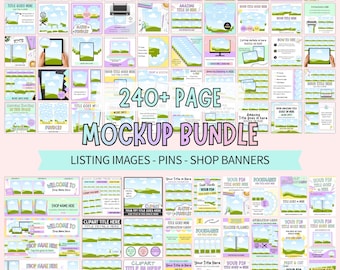 Colorful Etsy Listing Templates, Digital Product Mockup Bundle, Shop Kit Branding, Canva Editable Drag and Drop Design