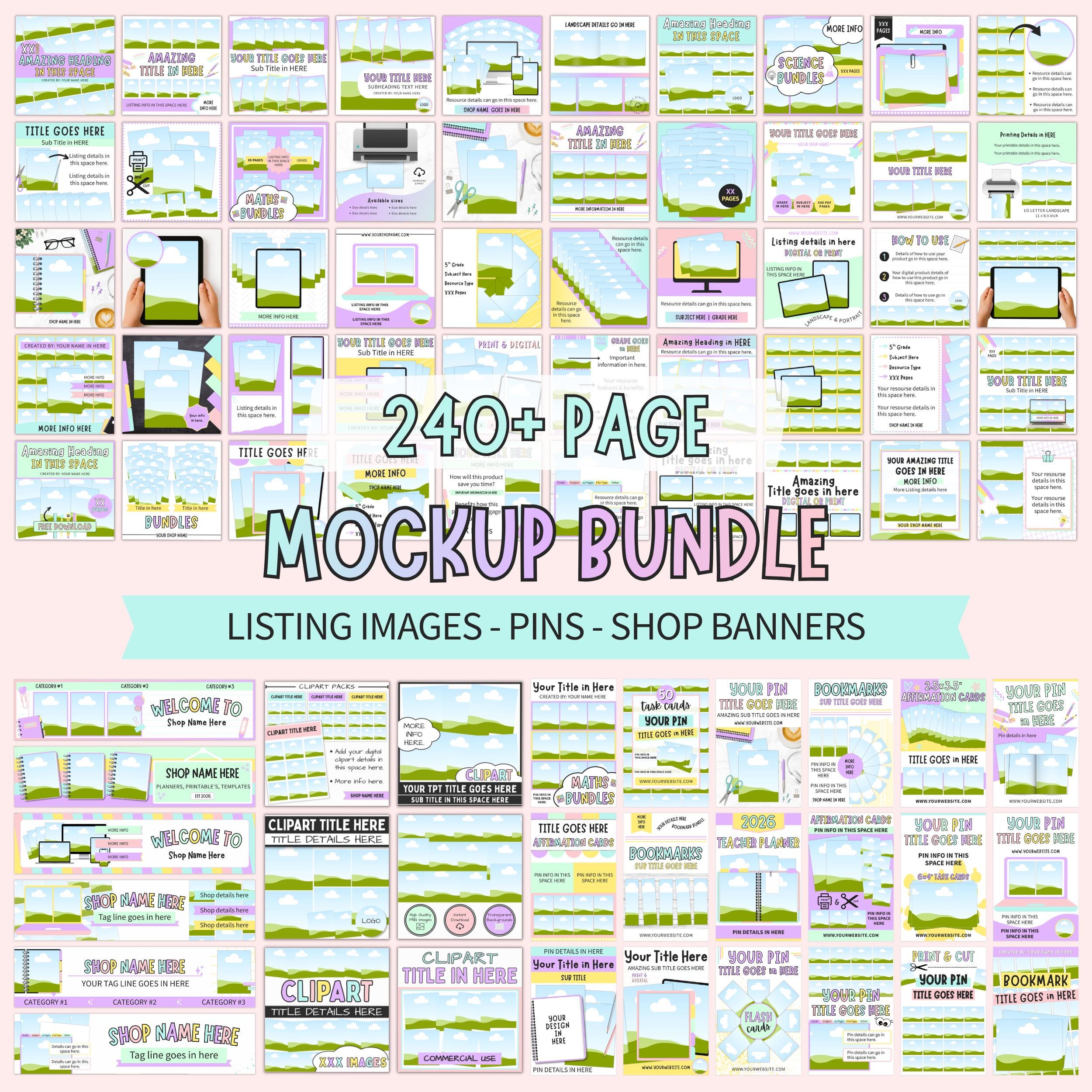 Colorful Etsy Listing Templates, Digital Product Mockup Bundle, Shop ...