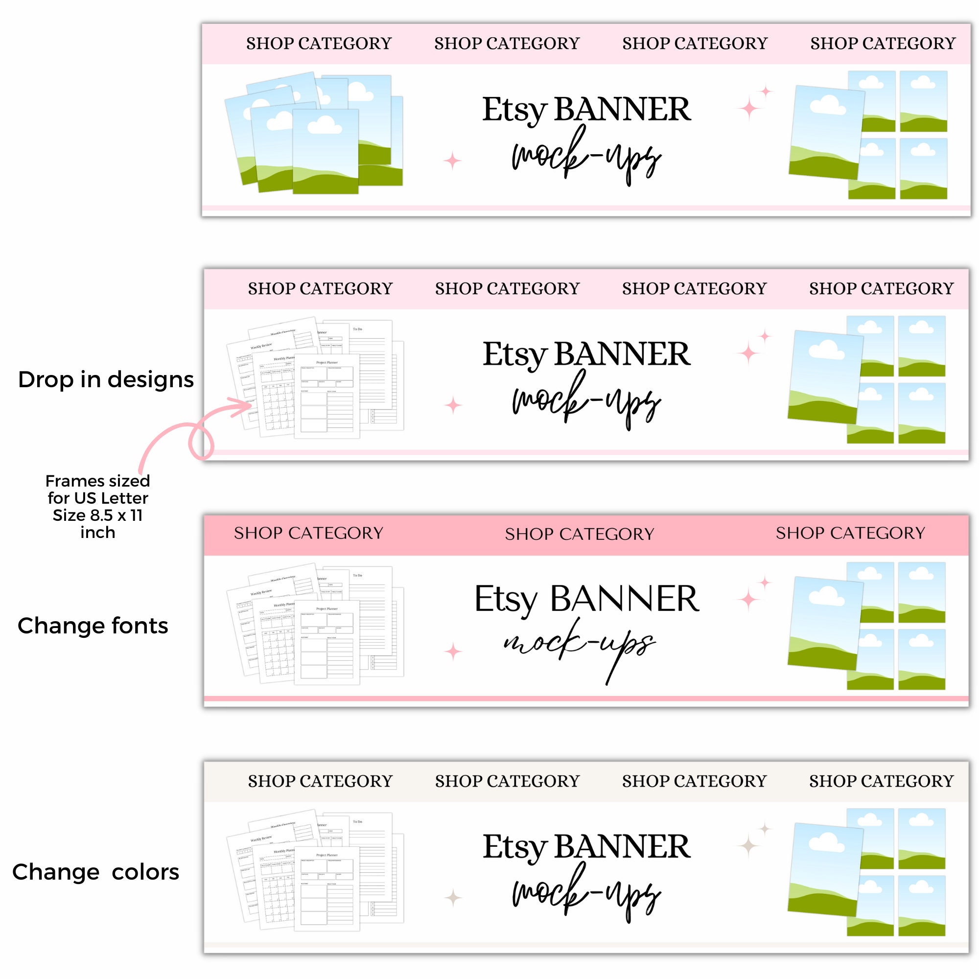 Templates for Etsy Shops Etsy Banner Mock Ups Sell Etsy
