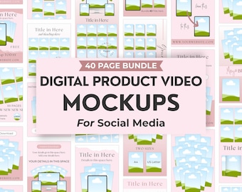 Plantilla de vídeo de maqueta, vendedor de productos digitales para vídeos de TikTok, kit para redes sociales, publicación vertical para Instagram, historia de Facebook, paquete editable de Canva
