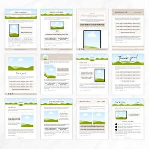 Includes 14 pages of download link instruction templates in US Letter size.  Various layouts and options, choose the one that works for your digital product Etsy shop.  Custom in Canva and add your digital product download links.