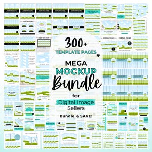 Mega Mockup Bundle, Etsy Eintrag Bildvorlagen, quadratisches digitales Papier Clipart Junk Journal Seitenmockup, Canva bearbeitbares Ziehen und Ablegen