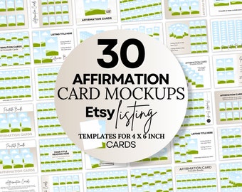 Affirmation Card Set Mockup, 4x6 Printable Card Pack, Editable Downloadable Mockup Bundle Canva Drag and Drop, Etsy Digital Listing Template