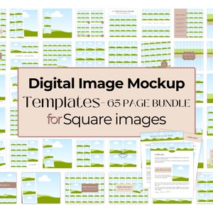 Modello di mockup scaricabile, mockup di immagine digitale quadrata, mockup di carta digitalizzata, link per il download in PDF, modello di mockup Etsy modificabile Canva