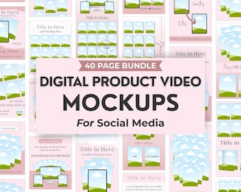 Modèle de maquette vidéo, vendeur de produits numériques pour TikTok, kit réseaux sociaux, publication Instagram portrait, story Facebook, pack Canva modifiable