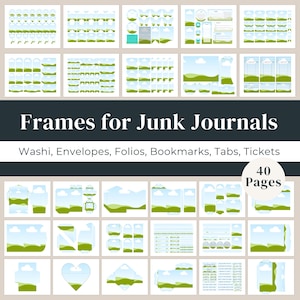 Plantilla de Canva para diario basura, paquete de marcos de Canva con función de arrastrar y soltar, plantilla de folio para diario basura, PDF imprimible de efímeras, marcapáginas DIY