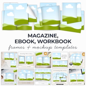 Book Mockup Canva, Square Coloring Page, KDP Mockup, US Letter Magazine Ebook PDF, A4 Digital Product Etsy Listing Template