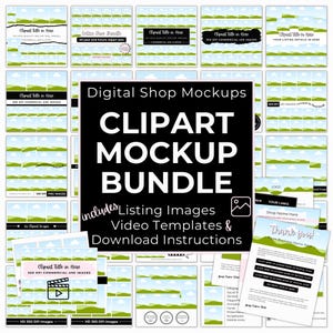 Clipart Mockup Bundle, PNG Mockup Canva, Digital Etsy Shop Listing Image Mockup, Etsy Video Template, Drag and Drop Canva Mockup Bundle