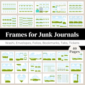 Plantilla de Canva para diario basura, paquete de marcos de Canva con función de arrastrar y soltar, plantilla de folio para diario basura, PDF imprimible de efímeras, marcapáginas DIY
