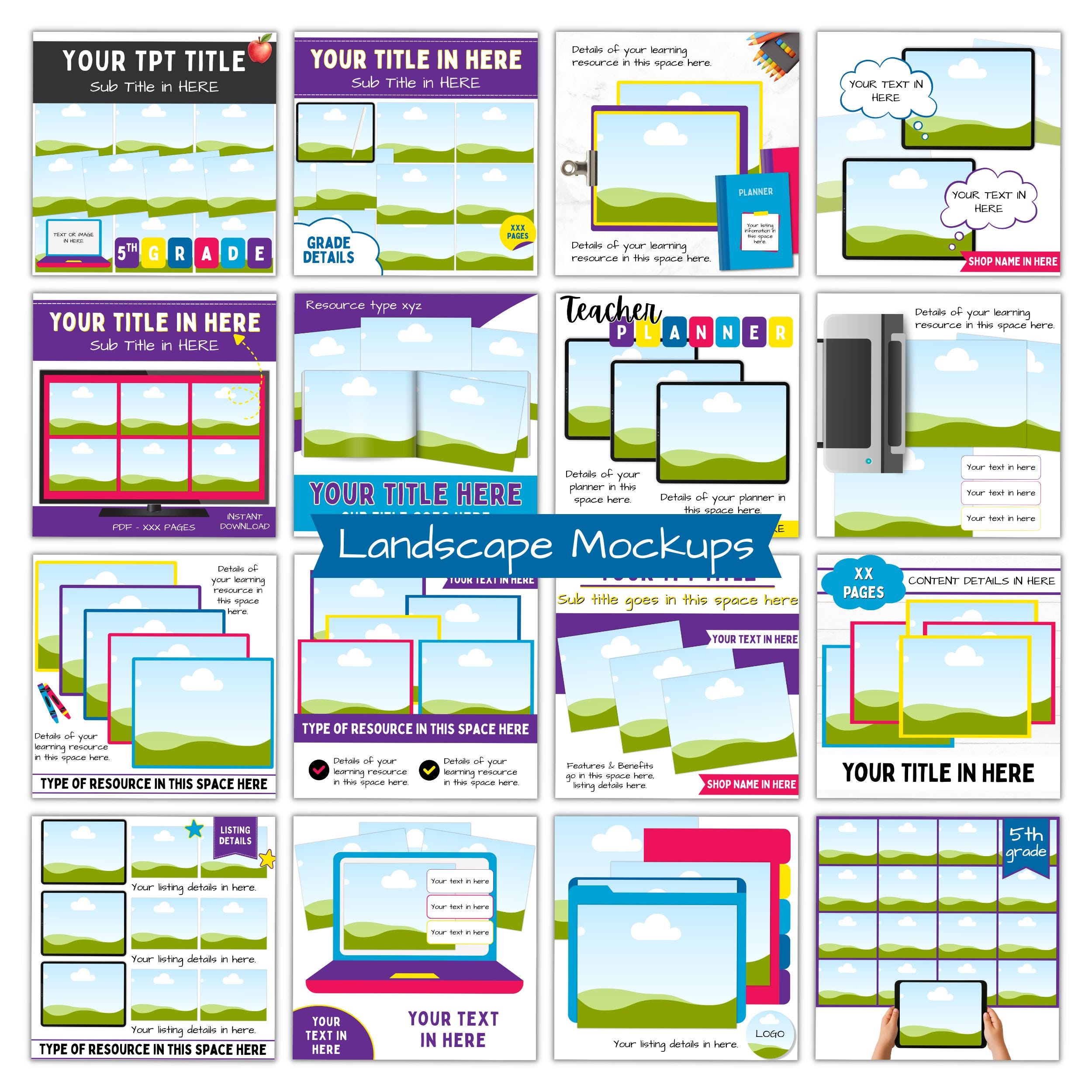 Teachers Pay Teachers, Digital Seller Mockup Bundle, Editable Canva ...
