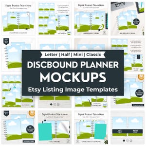 Planner Mockup Canva, Discbound US Letter Digital Product Etsy Listing Template, Journal Page Mockup Bundle, Drag and Drop Canva Design