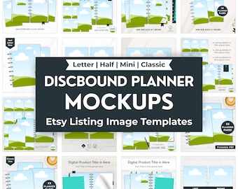 Planer Mockup Canva, Discbound US Letter Etsy Listing Template, Journal Page Mockup Bundle, Ziehen und ablegen Canva Design