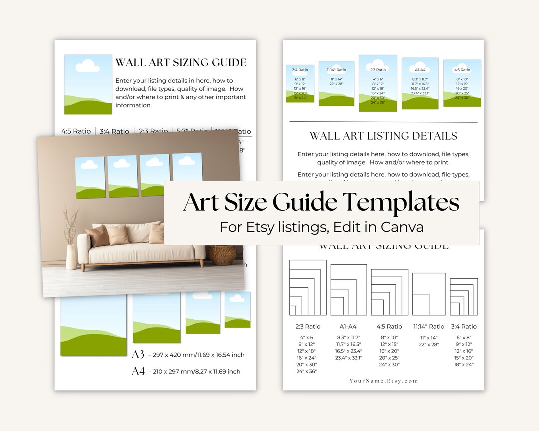 Wall Art Size Guide Mockup Canva, Aspect Ratio Guide, A1 Size Mockup ...