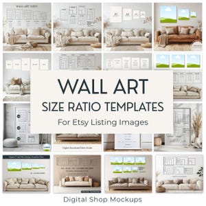 Wall Art Size Guide, Printing Size Mockup Template, Art Ratio Chart Canva Editable, Aspect Ratio Print Size Comparison, Living Room Mockup