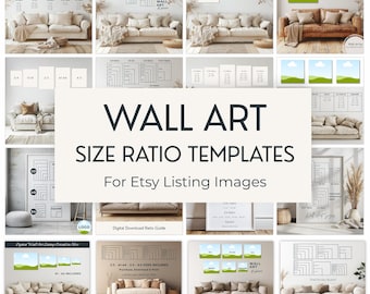 Wall Art Size Guide, Printing Size Mockup Template, Art Ratio Chart Canva Editable, Aspect Ratio Print Size Comparison, Living Room Mockup