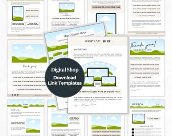 Plantilla de instrucciones de descarga, herramienta para tienda digital Etsy, enlace de producto descargable, plantilla de venta descargable de Etsy, maqueta editable de Canva
