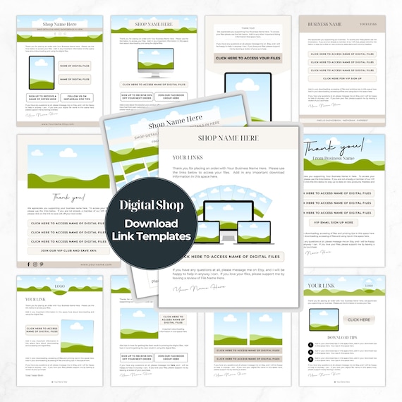 Download Instruction Template, Digital Etsy Shop Tool, Downloadable Product Link, Etsy Download Selling Template, Canva Editable Mockup
