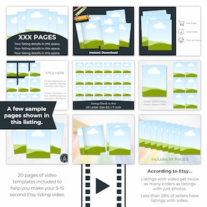 Included in the coloring page mockup bundle for digital product shops are 20 pages of video templates for you to created your 5-15 second Etsy listing video.
