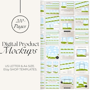 Paquete de maquetas digitales descargables, plantilla de anuncio de tienda de Etsy, maqueta editable de Canva, kit de producto digital para tienda de Etsy, diseño de arrastrar y soltar