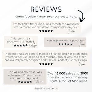 Pode incluir: Uma exibi&ccedil;&atilde;o gr&aacute;fica intitulada REVIEWS com caixas de texto de feedback de clientes com classifica&ccedil;&otilde;es de cinco estrelas. A imagem inclui depoimentos de Trudie, Lorilyn, Josie, Eileen e Yvonne, al&eacute;m de 16.000 vendas e 3.000 avalia&ccedil;&otilde;es.