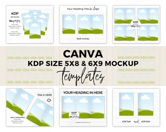 KDP-Mockup-Vorlage, 6x9 KDP, 5x8 KDP, Etsy-Auflistungs-Mockup-Vorlage, herunterladbare Mockup-Vorlage, bearbeitbare herunterladbare Canva-Vorlage