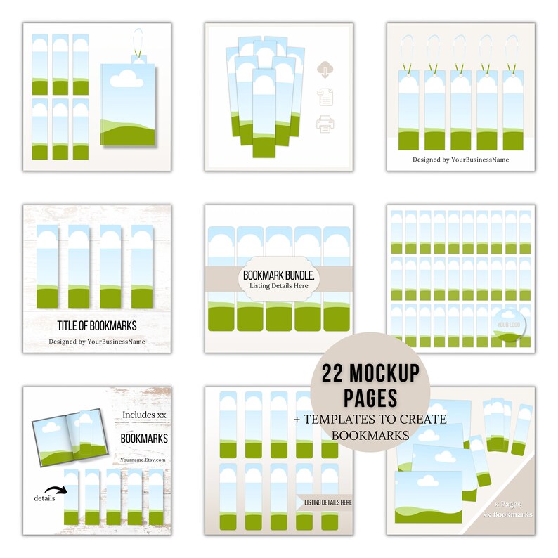 DIY Bookmark Templates, Printable Bookmark Mock Ups, Editable Canva ...
