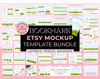 Digital Bookmark Etsy Listing Video, Editable Canva Book Mark Animated Mockup, Printable Bookmark Listing Template, BookMark Mockup Bundle