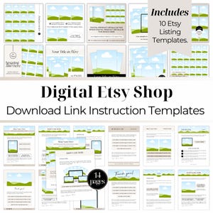 Download Instruction Template, Digital Etsy Shop Tool, Downloadable Product Link, Etsy Download Selling Template, Canva Editable Mockup
