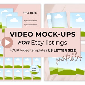 Modelo de vídeo de produto digital Etsy, modelo de listagem de loja digital Etsy, vídeo de mockup animado Canva, mockup digital para download