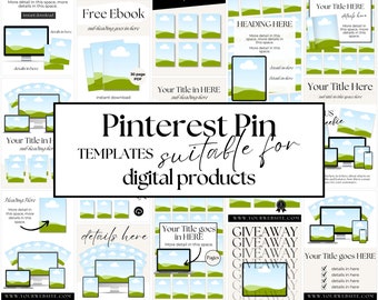 Pinterest Pin Bundle, Aesthetic Canva Mockup, Digital Product Pinterest Post, Social Media Coaching, Course Engagement Template Bundle