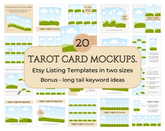 Tarot Card Mockups, Etsy Thumbnail Listing Images, Mock Ups for Printable Oracle Cards, Edit Canva Template Bundle, Keywords Tags and Titles