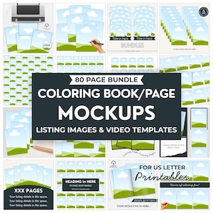 Downloadable Coloring Book Etsy Listing Template, Printable Page Mockup, Animated Video Mockup, Canva Editable Drag and Drop Frame