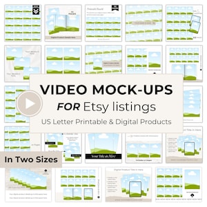 Modelo de vídeo de listagem Etsy, mockup de vídeo editável animado Canva, pacote de mockup de download digital, design de arrastar e soltar, modelos digitais