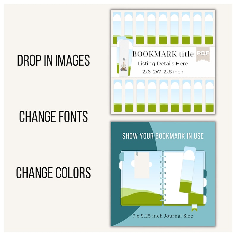 DIY Bookmark Templates, Printable Bookmark Mock Ups, Editable Canva ...