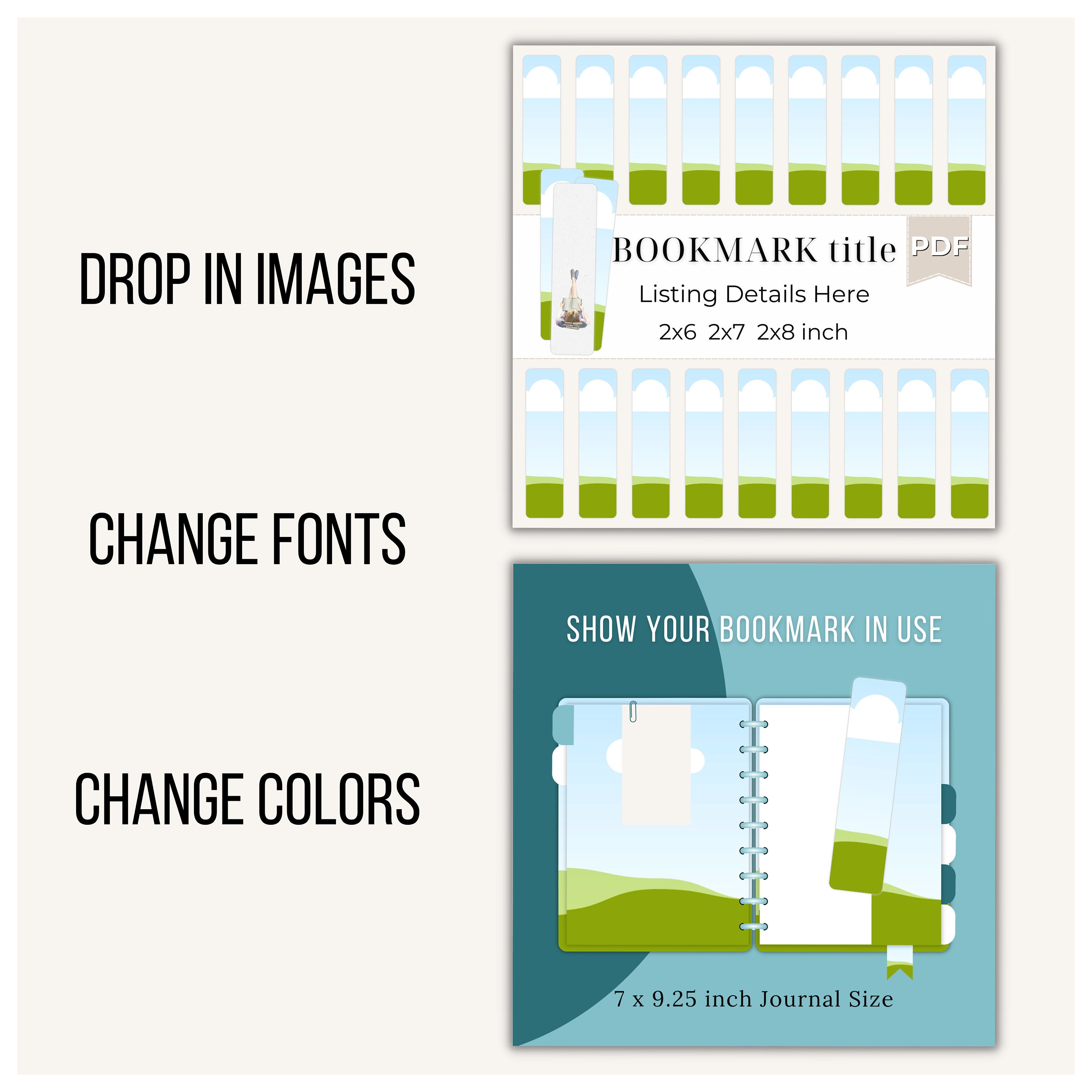 DIY Bookmark Templates, Printable Bookmark Mock Ups, Editable Canva ...
