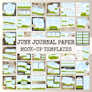 Digital Junk Journal Page Mockup, Drag & Drop Etsy Listing Template, Digital Download Mockup Bundle, 5x7 Printable Card US Letter Landscape