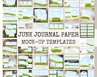 Digital Junk Journal Page Mockup, Drag & Drop Etsy Listing Template, Digital Download Mockup Bundle, 5x7 Printable Card US Letter Landscape