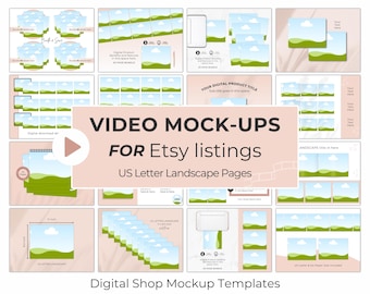 Animated Etsy Listing Video Template, US Letter Landscape Printable Mockup, Canva Editable Drag and Drop Design