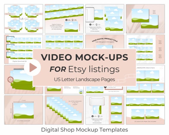 Animated Etsy Listing Video Template, US Letter Landscape Printable Mockup, Canva Editable Drag and Drop Design, Canva Video Template