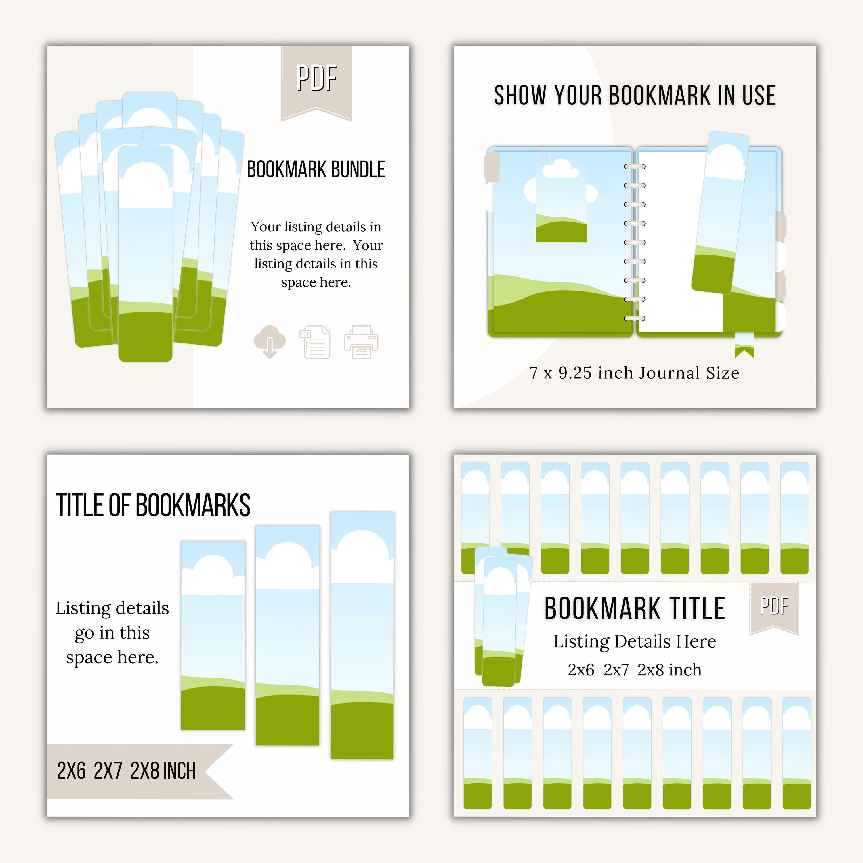 DIY Bookmark Templates, Printable Bookmark Mock Ups, Editable Canva ...