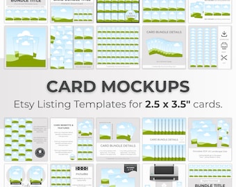 Printable Card Mockup Bundle, Affirmation Card Deck, Digital Product Etsy Listing Templates, 2.5 x 3.5 inch Playing Card Deck