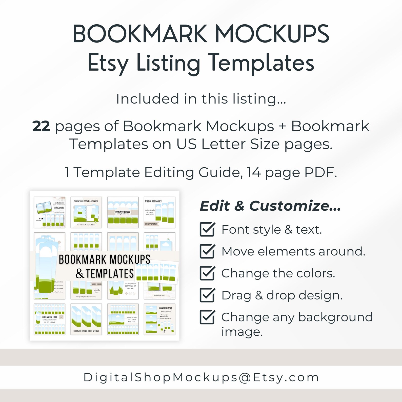 DIY Bookmark Templates, Printable Bookmark Mock Ups, Editable Canva ...