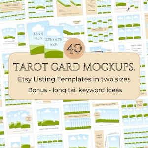 Orakel Karten Mockups, Tarot Karten Deck Mockup Bundle, druckbare Karten Mockup Vorlage, Etsy Miniaturansicht, Seo Long Tail Schlüsselwörter