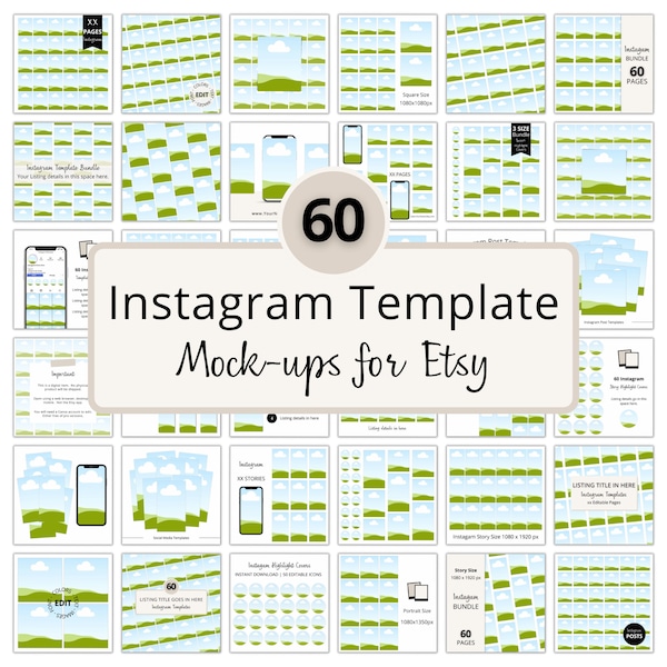 Social Media Mockup Template, Instagram Post Mockup, IG Story, Portrait Instagram Post, Story Highlight Cover, Canva Editable Drag and Drop