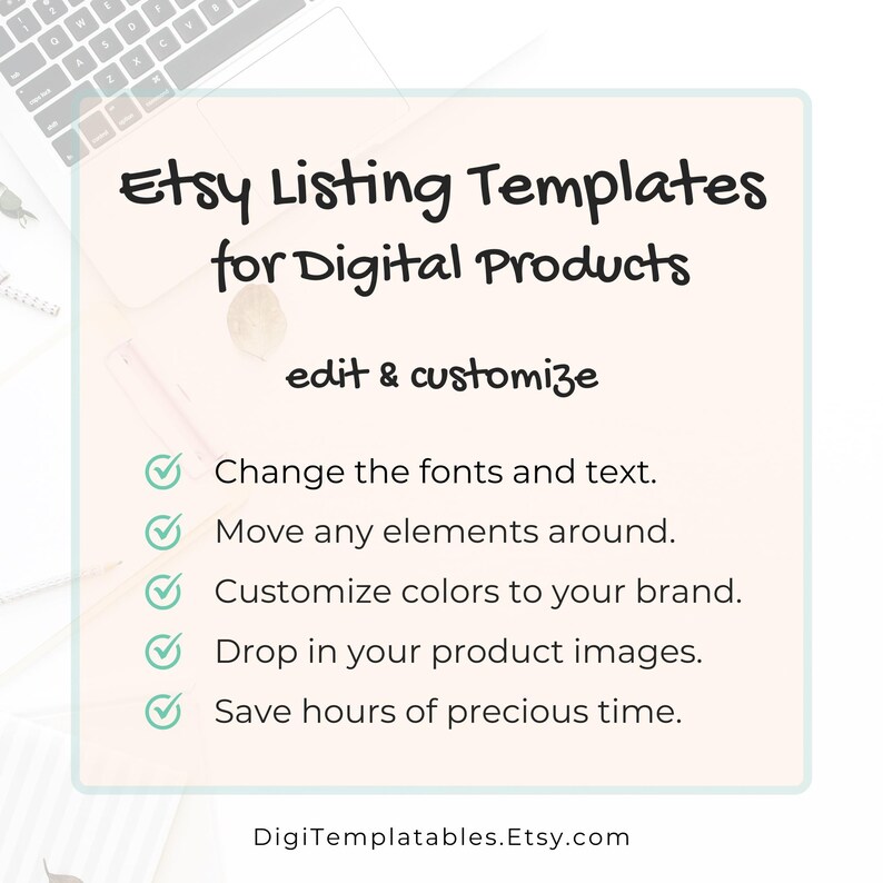 Etsy Listing Template Bundle, Colorful Mockup Canva, Digital Product