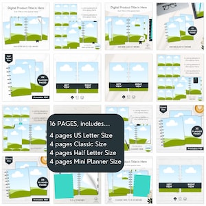 Planner Mockup Canva, Discbound US Letter Digital Product Etsy Listing Template, Journal Page Mockup Bundle, Drag and Drop Canva Design image 9